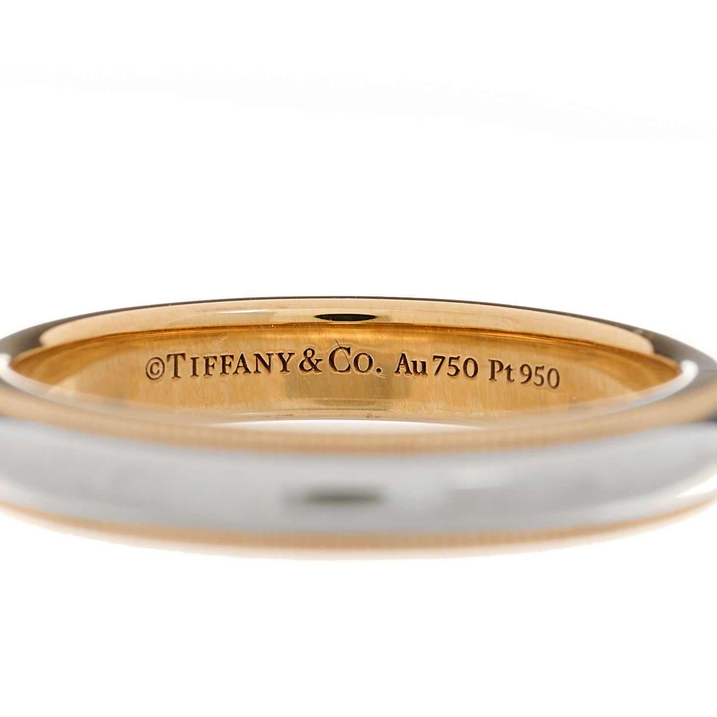 Tiffany Platinum 18K Rose Gold 3mm Together Milgrain Wedding Band Ring 57 8 4 of 5