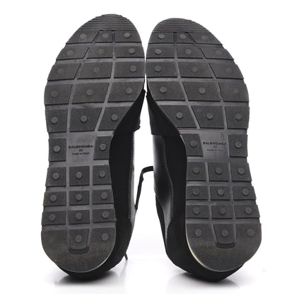 Balenciaga Mesh Calfskin Neoprene Suede Womens Race Runner Sneakers 39 Black 5 of 8