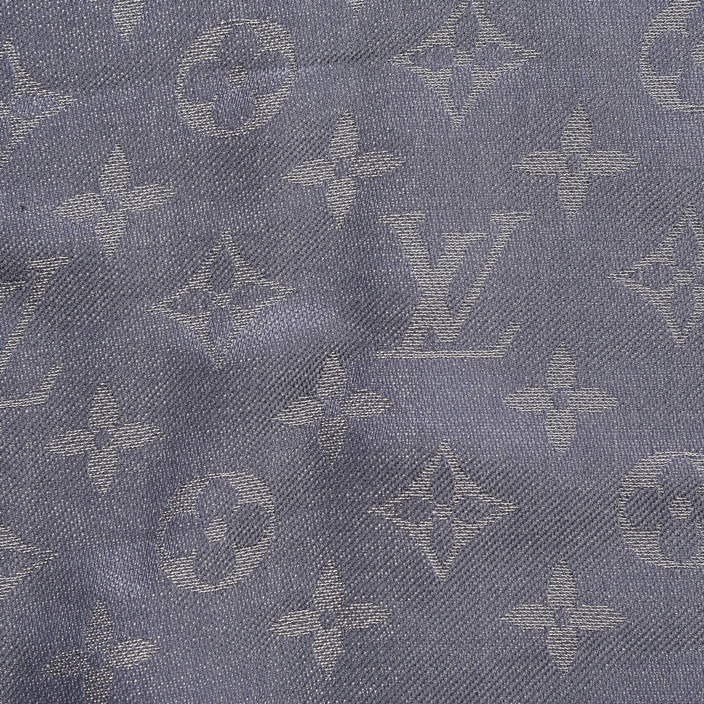 Silk Lurex Wool Monogram Shine Shawl Charcoal Grey