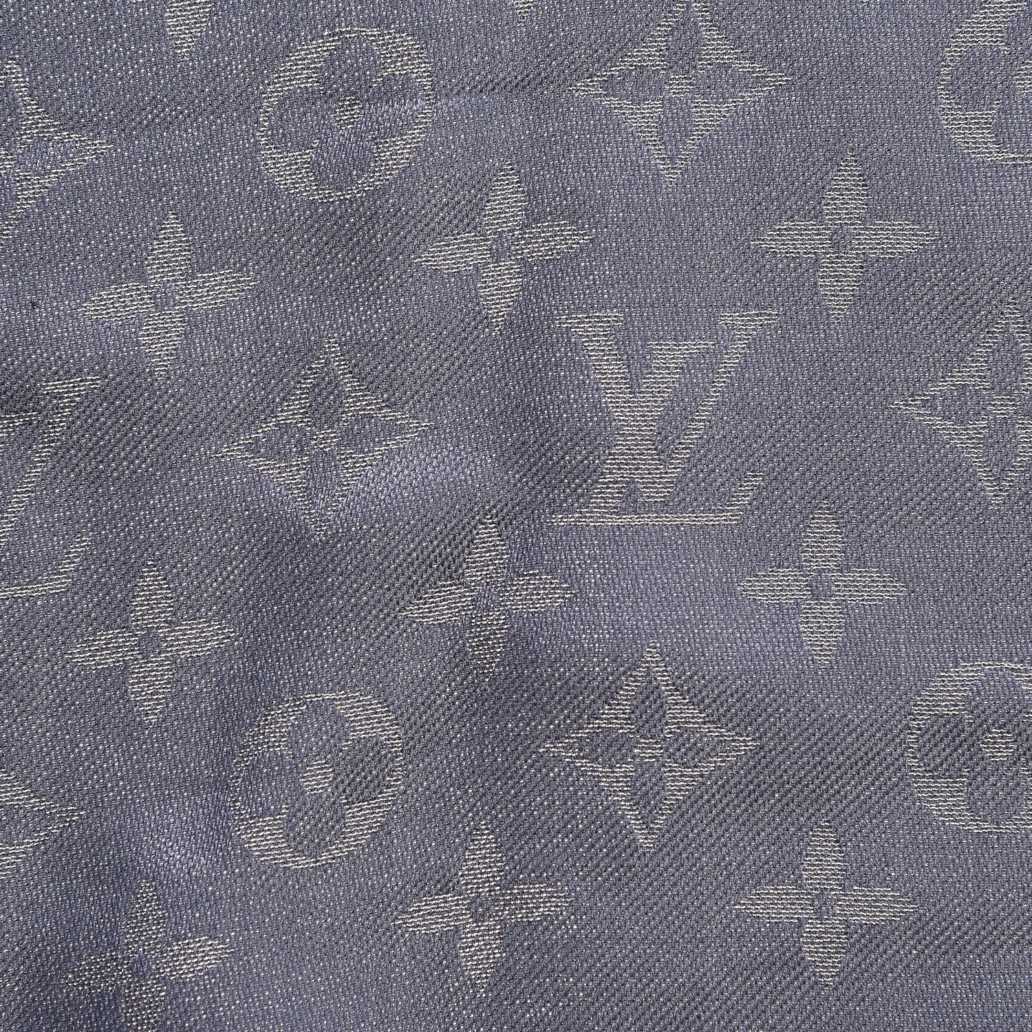 Louis Vuitton Silk Lurex Wool Monogram Shine Shawl Charcoal Grey 4 of 6