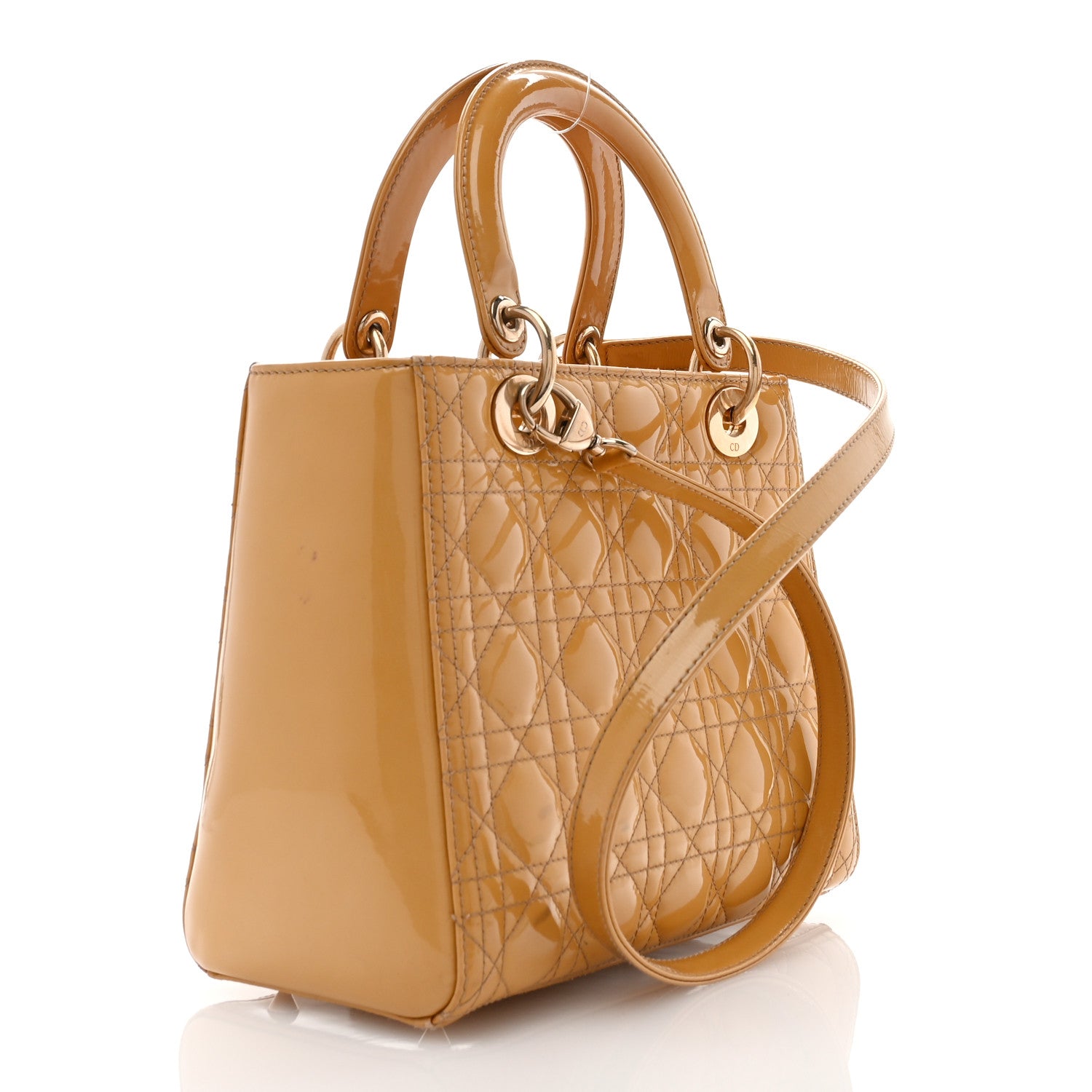 Christian Dior Patent Cannage Medium Lady Dior Beige 3 of 13