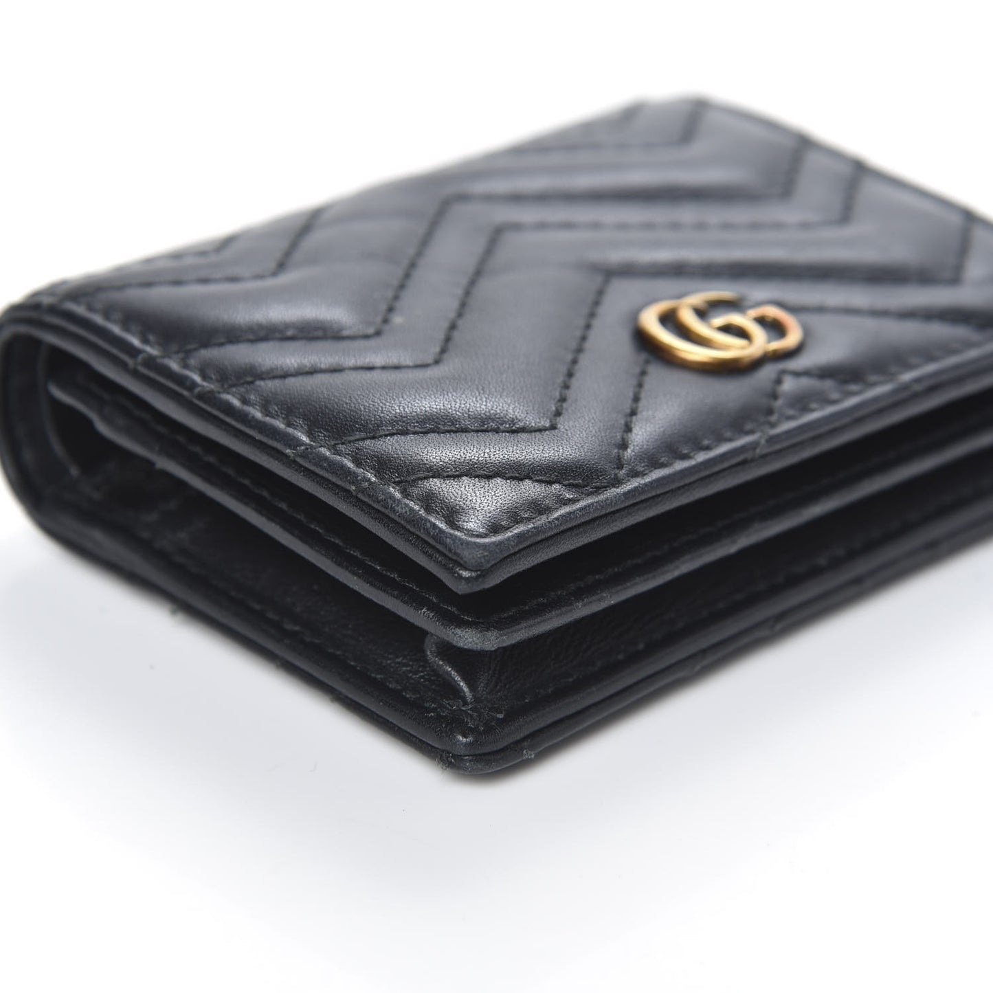 Calfskin Matelasse GG Marmont Card Case Wallet Black
