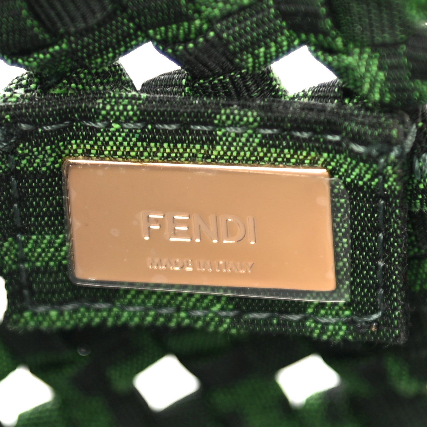 Fendi Fabric Jacquard F is Fendi FF 1974 Woven Knotted Mini Mon Tresor Bucket Bag Verde Black 8 of 10