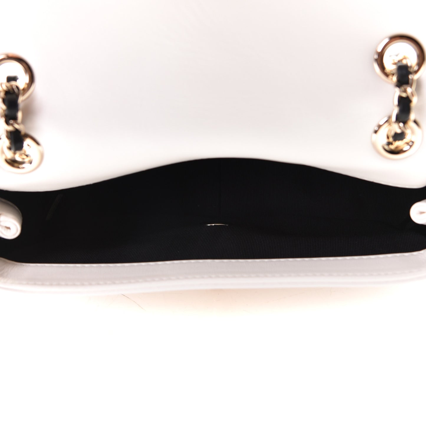 Lambskin Small Entwined Chain Flap White