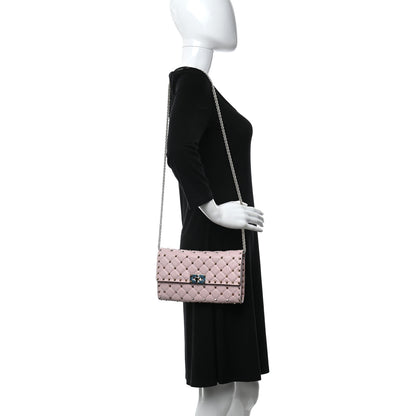 Valentino Garavani Craquele Nappa Rockstud Spike Wallet on Chain Water Rose 2 of 10