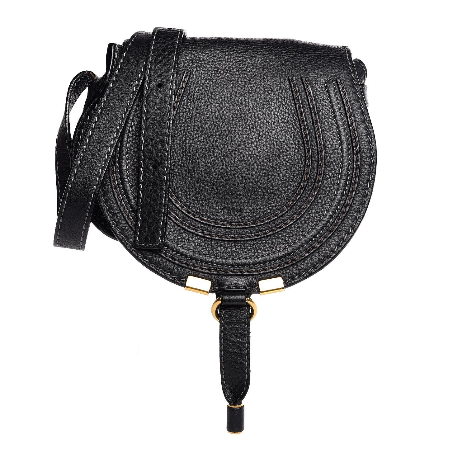 Chloe Calfskin Mini Marcie Round Crossbody Bag Black 1 of 7