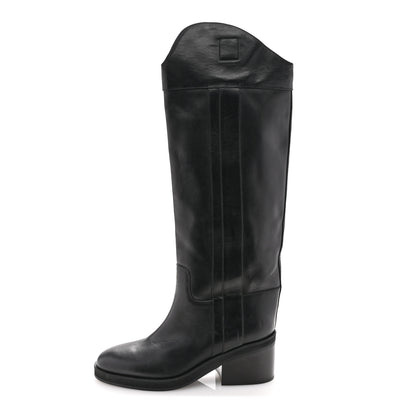Jimmy Choo Calfskin Tonya 70 Knee High Boots 40.5 Black 1 of 11