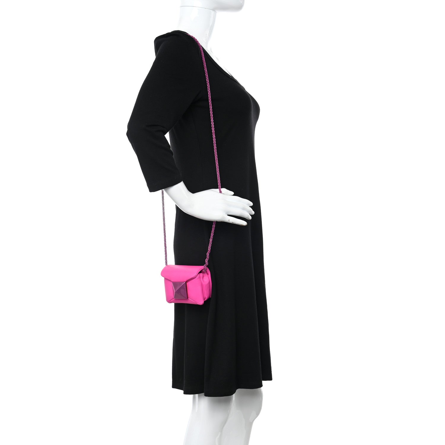 Valentino Garavani Nappa Tonal Monochrome Micro One Stud Chain Bag Pink PP 2 of 11