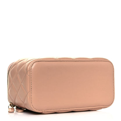 Chanel Lambskin Quilted Small Top Handle Vanity Case With Chain Beige 4 of 12