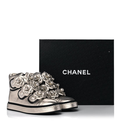 Chanel Metallic Lambskin Camellia High Top Sneakers 37 Gold 18 of 18