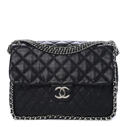 Chanel Washed Lambskin Quilted Maxi Chain Around Flap Black 1 of 4