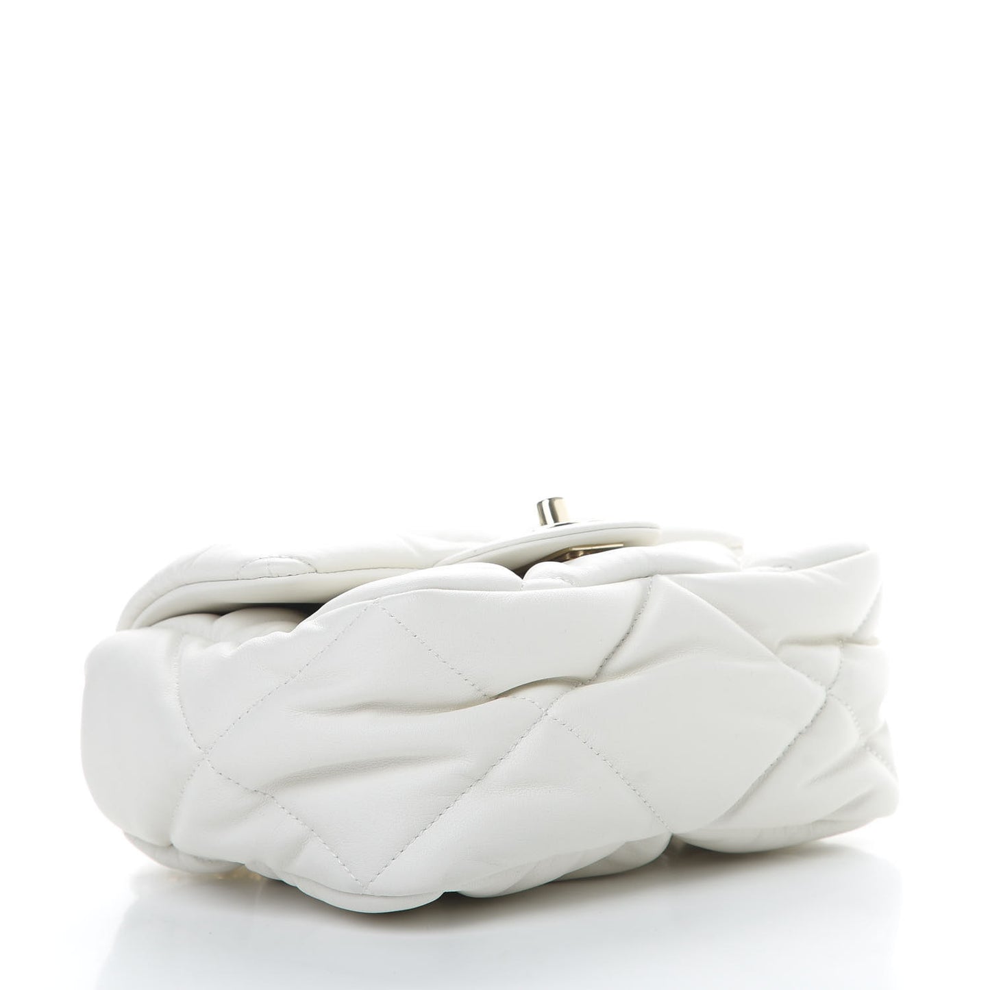 Calfskin Quilted Mini Square Bubbly Flap White