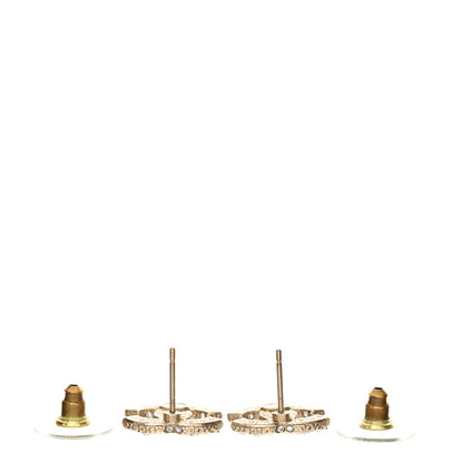 Chanel Pearl Crystal CC Earrings Light Gold 3 of 4