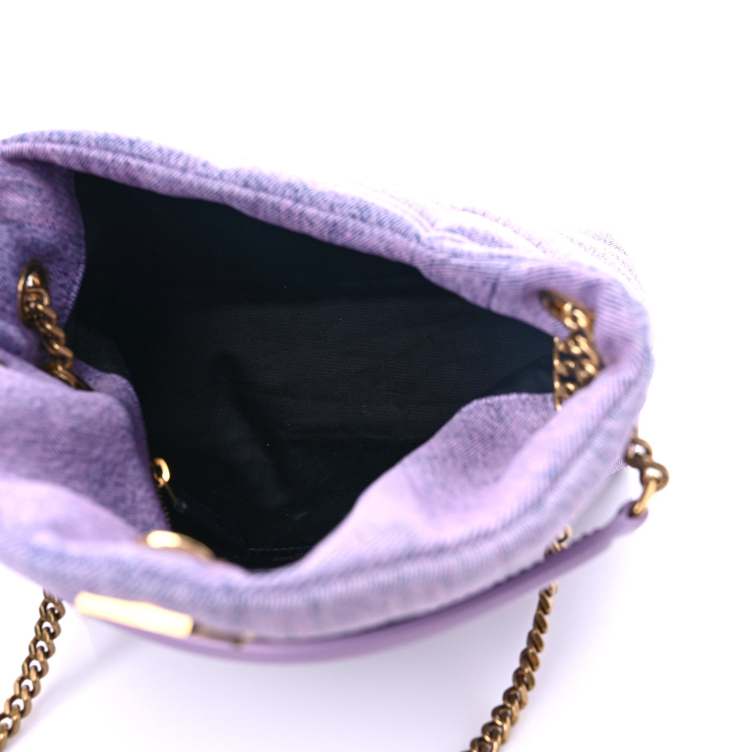 Saint Laurent Denim Quilted Small Loulou Puffer Monogram Chain Satchel Bleached Lilac 5 of 9
