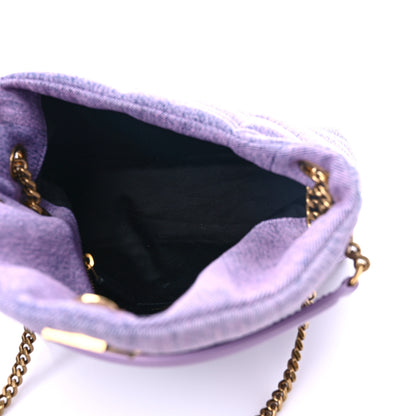 Saint Laurent Denim Quilted Small Loulou Puffer Monogram Chain Satchel Bleached Lilac 5 of 9