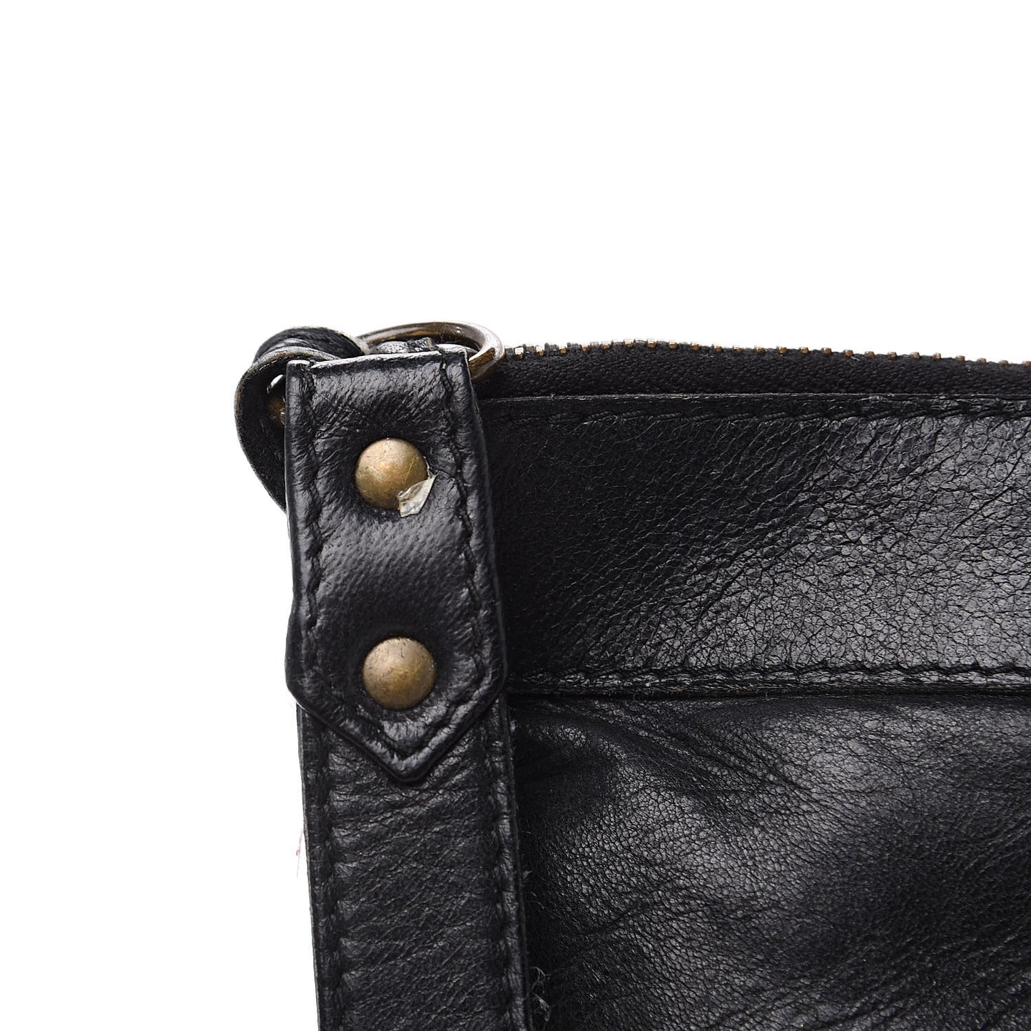 Agneau Classic Hardware Flat Handle Clutch Black