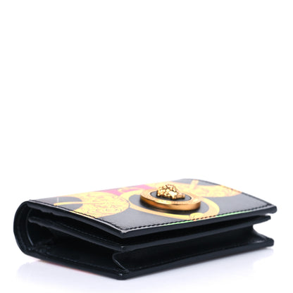 Versace Calfskin Medusa Barocco Rodeo Print Card Holder Wallet Black Multicolor 4 of 8