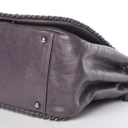 Chanel Calfskin Quilted Large CC Enchained Accordion Flap Grey 17 of 17