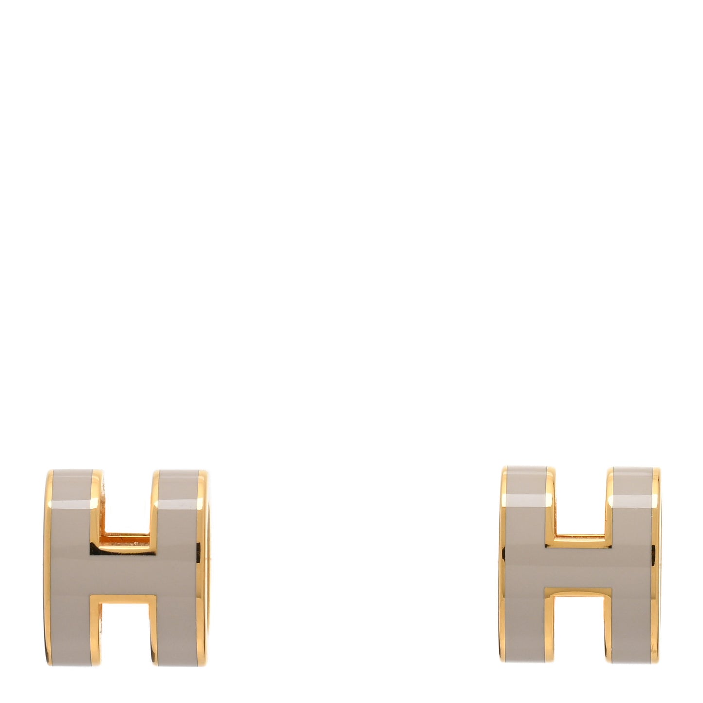 Gold Lacquered Mini Pop H Earrings Marron Glace