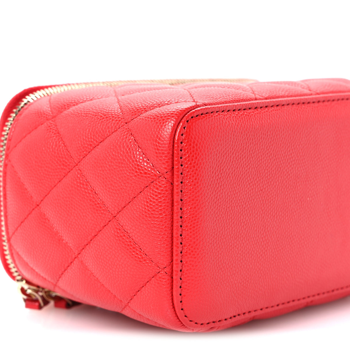 Chanel Caviar Quilted Small Vanity Case With Chain Red 8 of 10