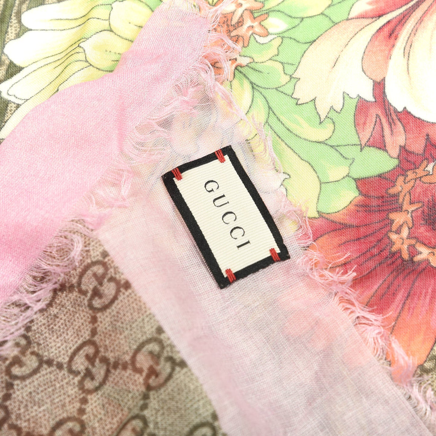 Silk Monogram Flora Square Scarf Light Pink
