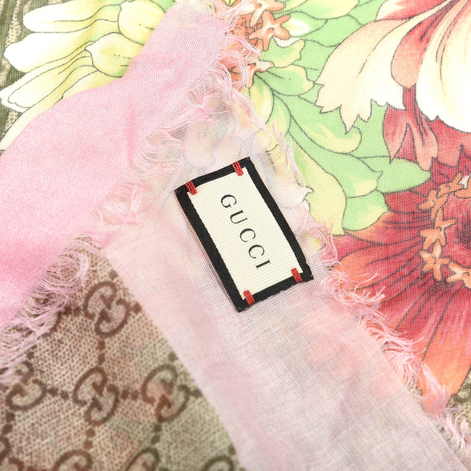 Gucci Silk Monogram Flora Square Scarf Light Pink 2 of 3
