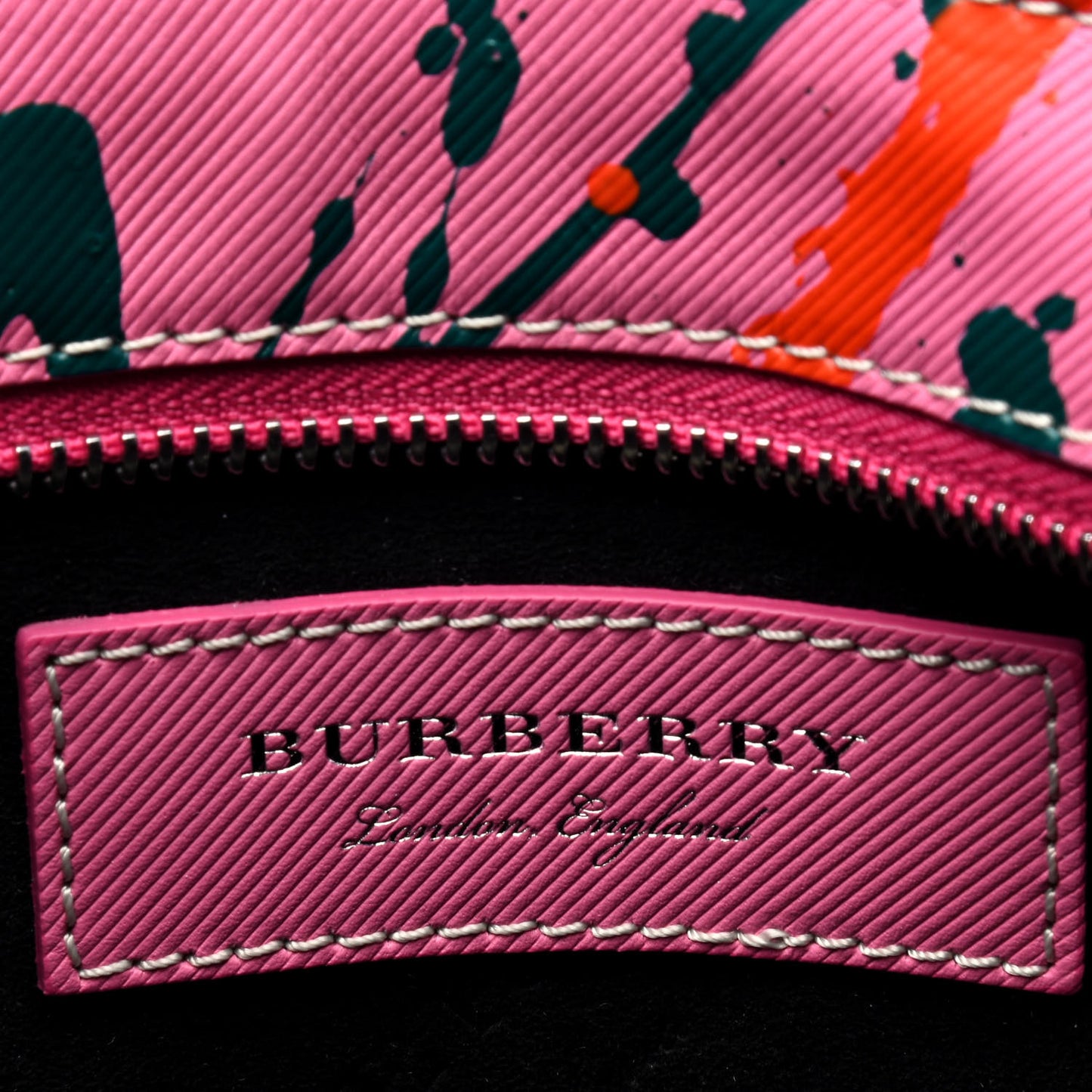 Trench Calfskin Splash Print Pouch Rose
