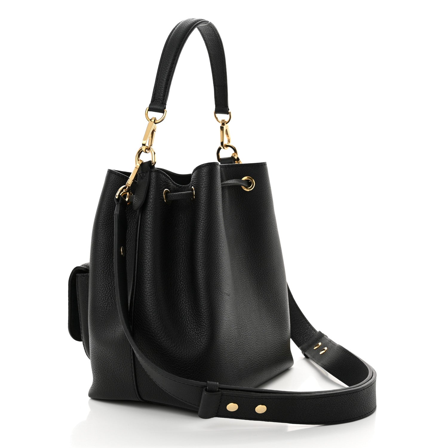Louis Vuitton Calfskin Lockme Bucket MM Black 3 of 11
