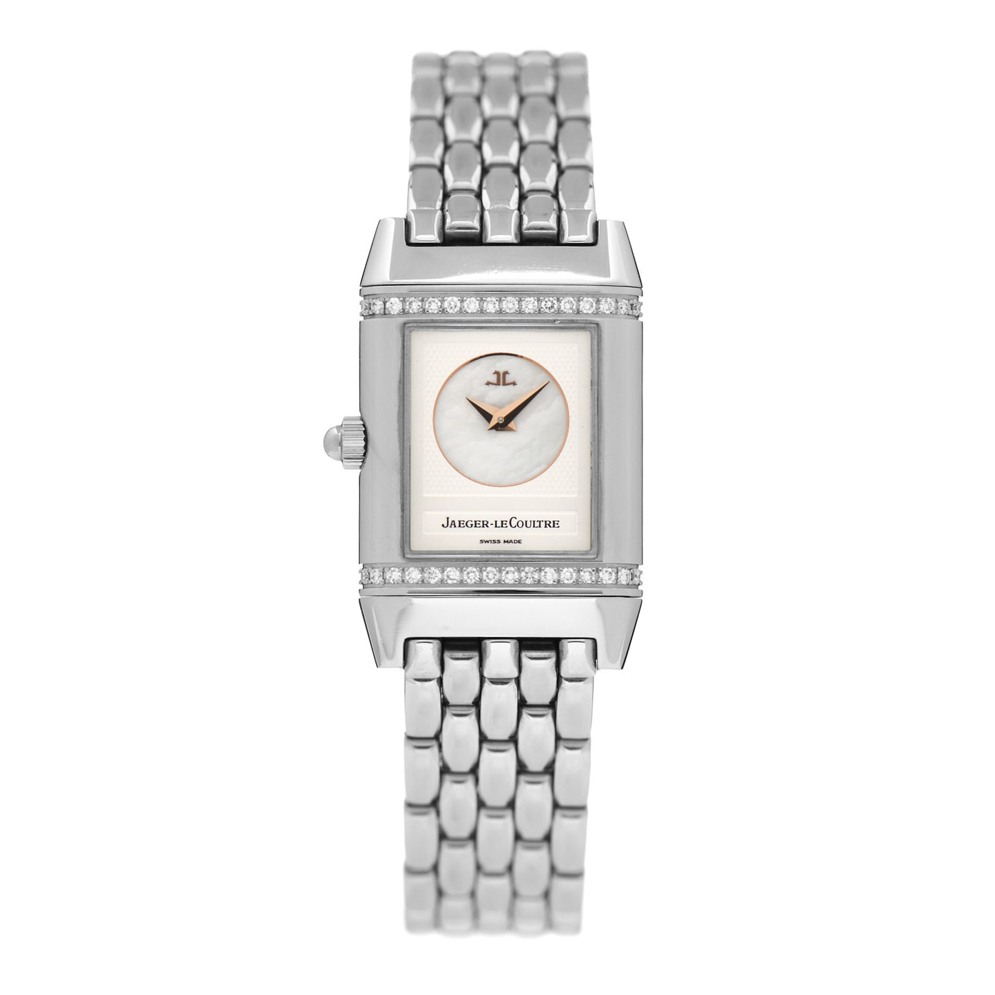 Stainless Steel Diamond Mother of Pearl 20mm Reverso Classic Duetto Manual Winding Watch 266.882.443