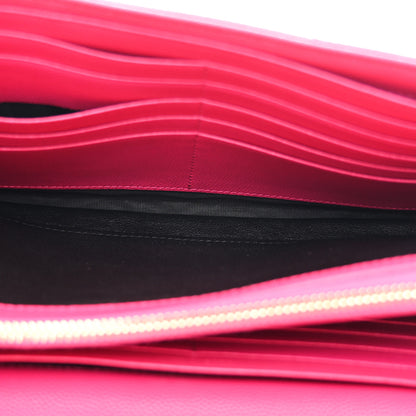 Saint Laurent Grain De Poudre Matelasse Chevron Monogram Chain Wallet Lipstick Fuchsia 6 of 15