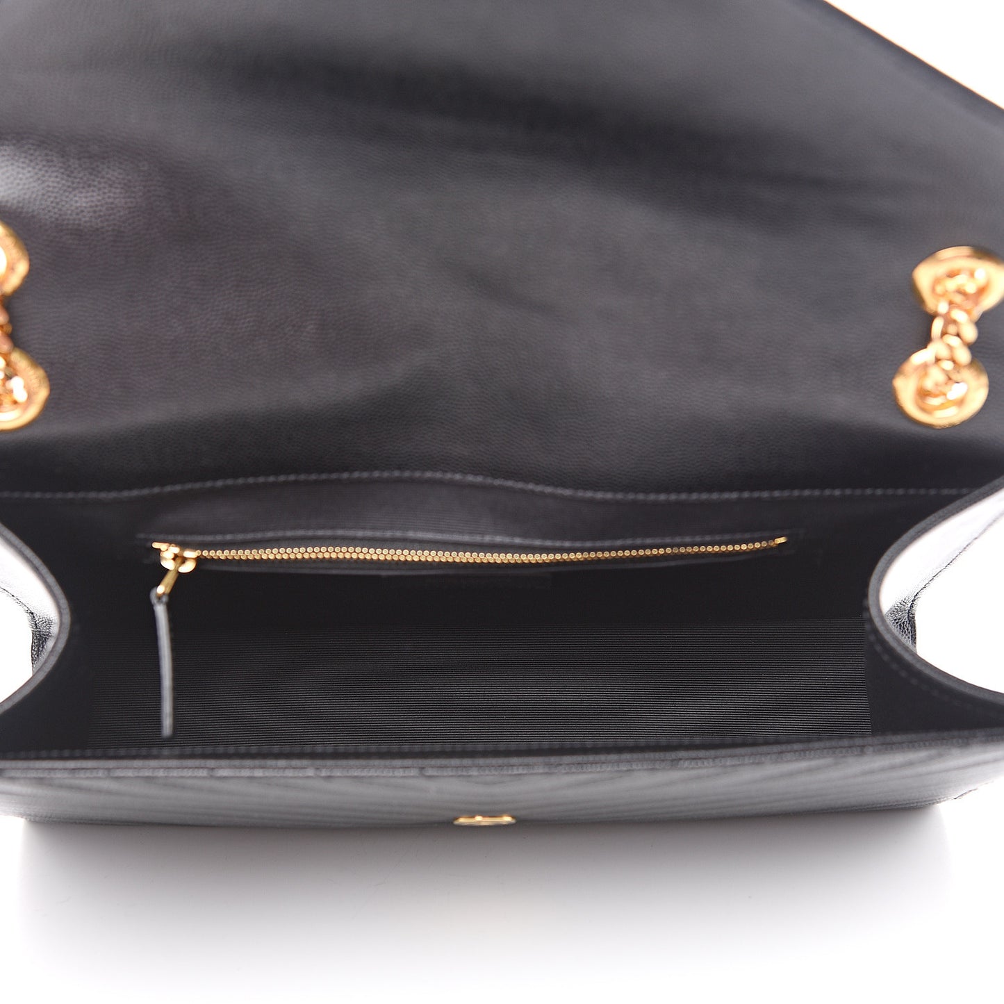 Grain De Poudre Matelasse Chevron Large Monogram Satchel Black