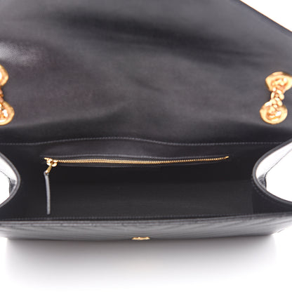 Saint Laurent Grain De Poudre Matelasse Chevron Large Monogram Satchel Black 4 of 9