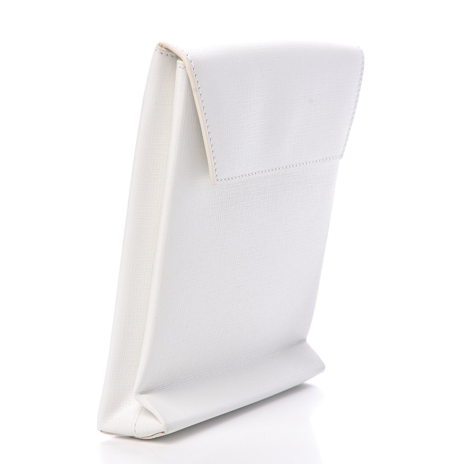 Balenciaga Squared Calfskin Logo Shopping Envelope Clutch White 3 of 10
