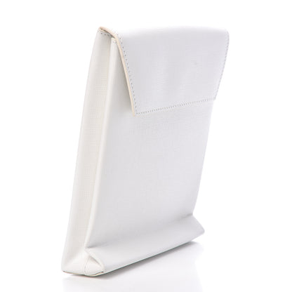 Balenciaga Squared Calfskin Logo Shopping Envelope Clutch White 3 of 10