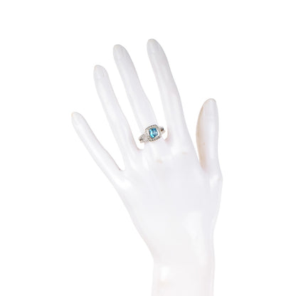 David Yurman Sterling Silver Diamond Blue Topaz 7mm Petite Albion Ring 52 6 2 of 4