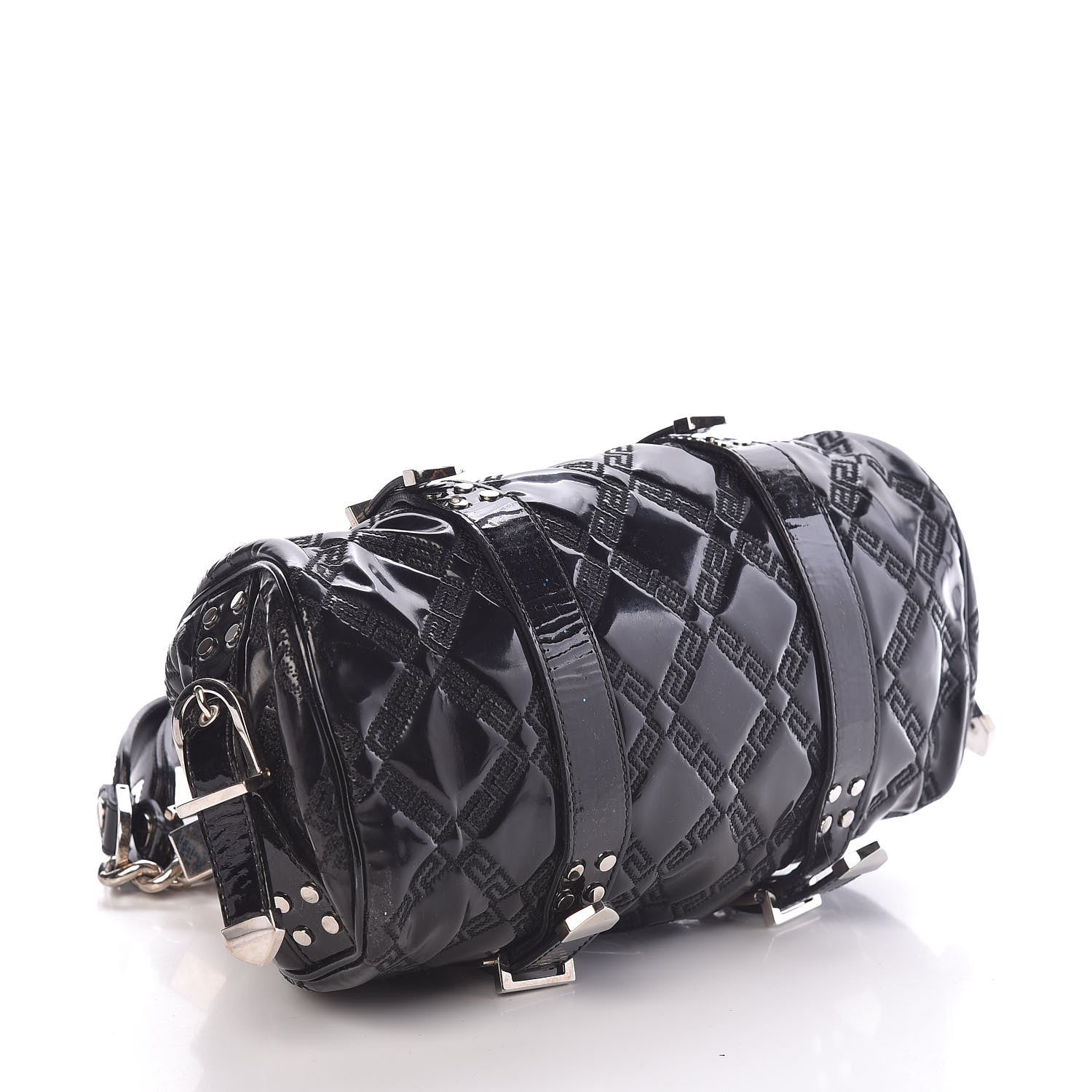 Versace Patent Quilted Satchel Black 4 of 8