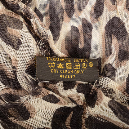 Louis Vuitton Cashmere Silk Leopard Stole Beige 6 of 7