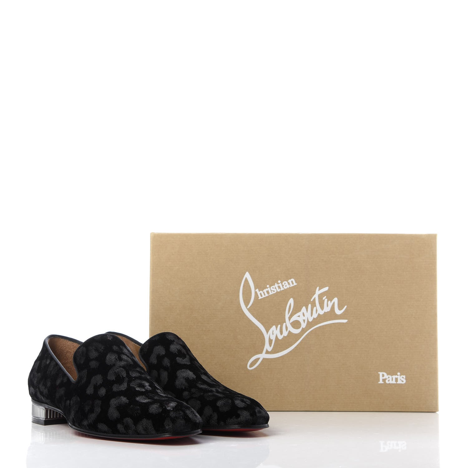 Christian Louboutin Velvet Jacquard Mens Captain Colonnaki Leopard Flat Loafers 41 Black 9 of 9