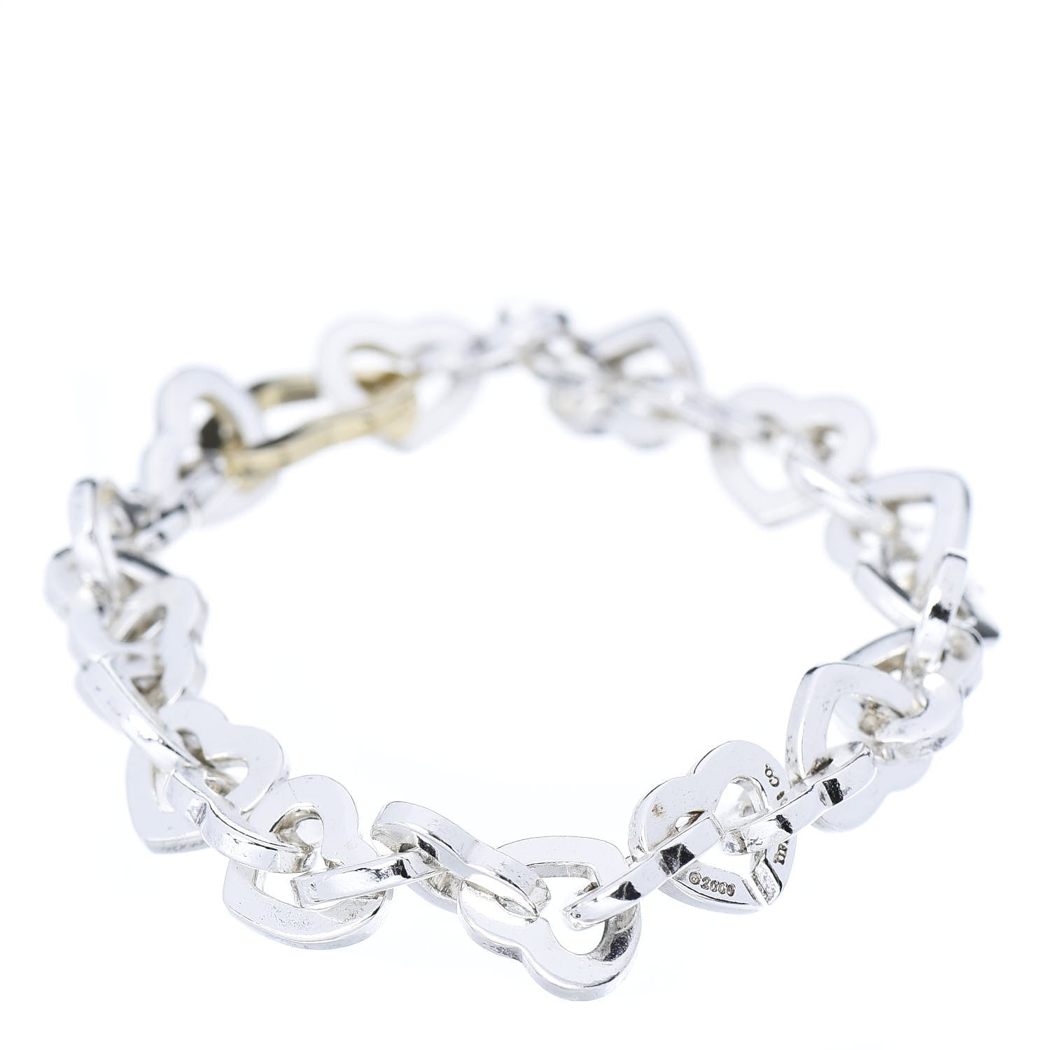 Tiffany Sterling Silver 18K Yellow Gold Heart Links Bracelet 3 of 6