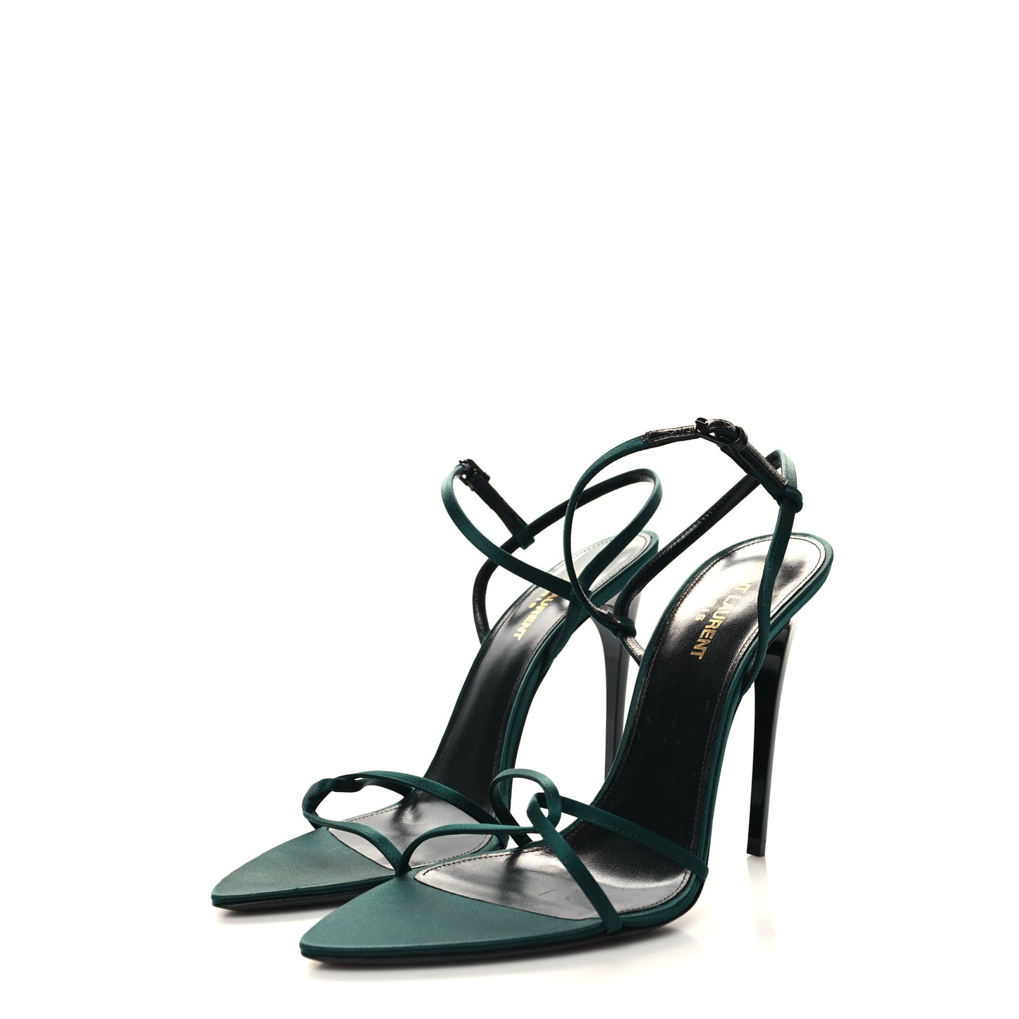 Crepe Satin Clara 110 Ankle Strap Sandals 39.5 Dorian Green