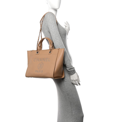 Chanel Caviar Small Studded Deauville Tote Beige 2 of 13