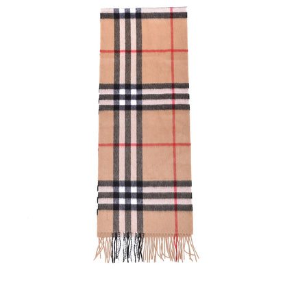 Burberry Cashmere Giant Check Fringe Scarf Camel 3 of 5
