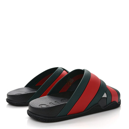 Gucci Rubber Web Mens Criss Cross Slide Sandals 9 Green Red 4 of 8