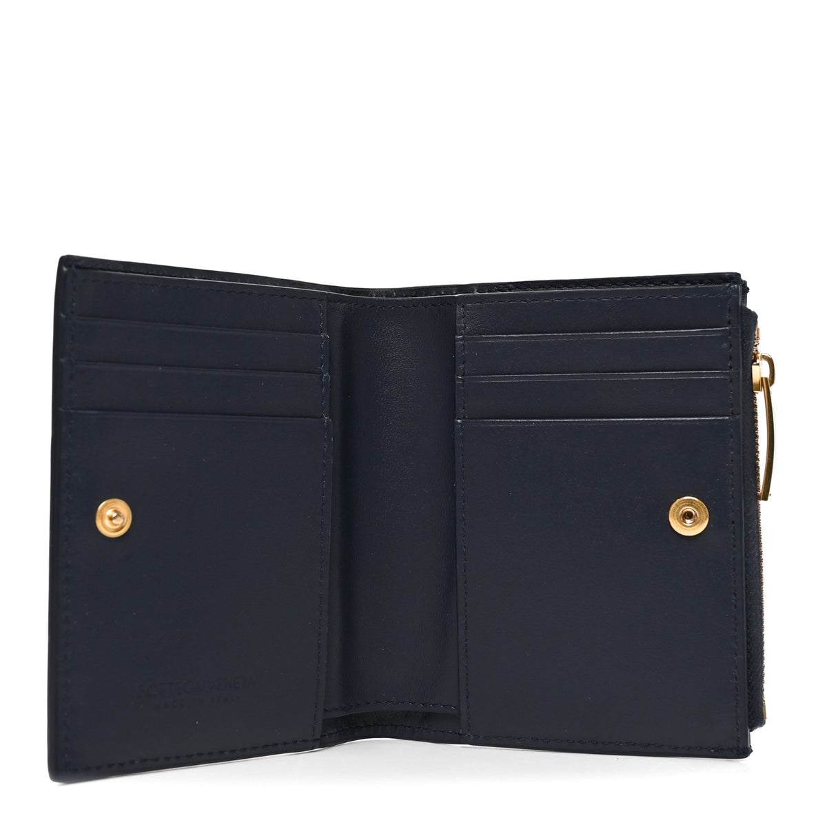 Bottega Veneta Nappa Denim Intrecciato Small Bi Fold Wallet Abyss Indigo 5 of 6