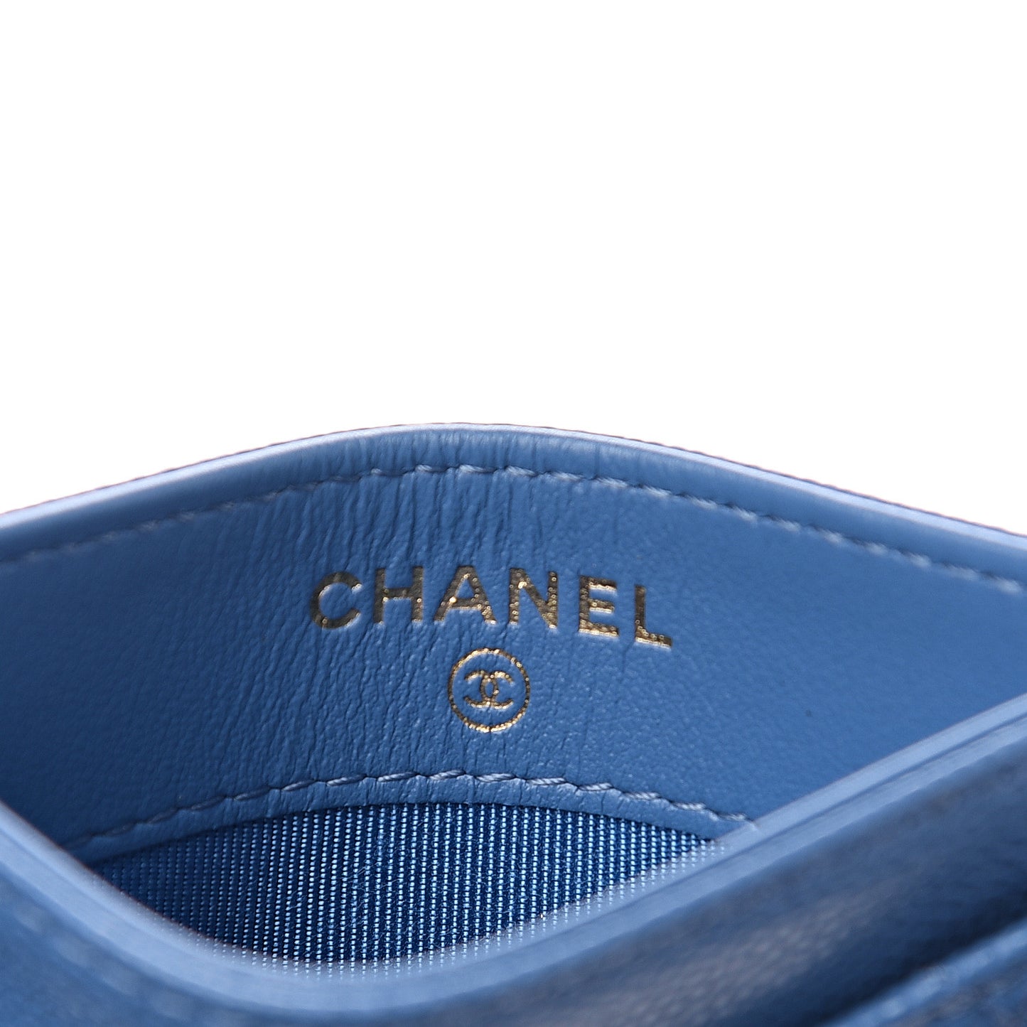 Caviar Quilted Card Holder Blue