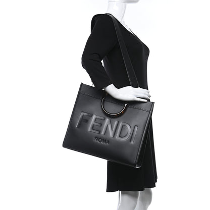Fendi Vitello King Plexiglass Medium Fendi Sunshine Shopper Tote Black 2 of 13