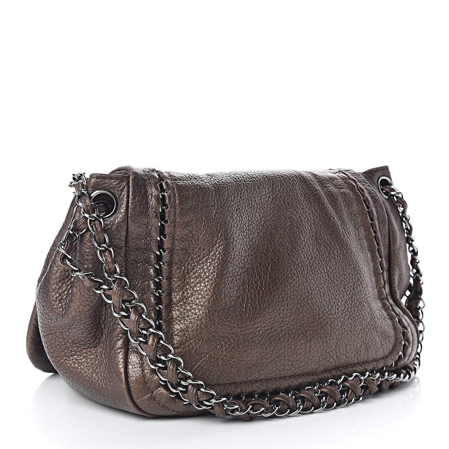 Metallic Deerskin Luxe Ligne Flap Bronze