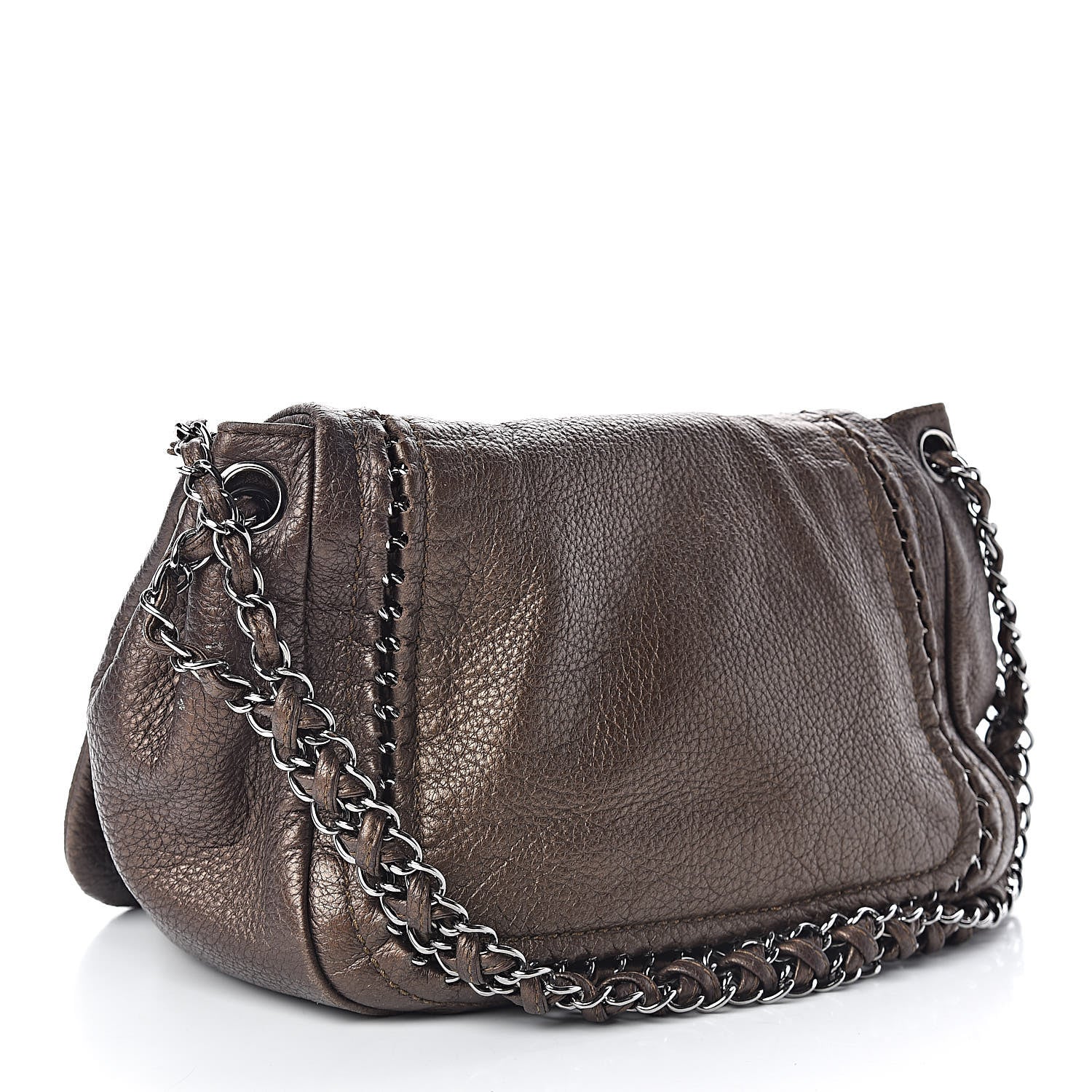 Chanel Metallic Deerskin Luxe Ligne Flap Bronze 3 of 12