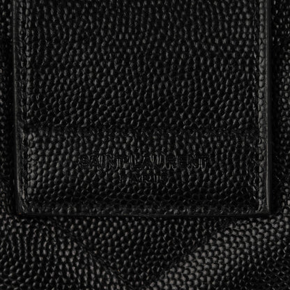 Saint Laurent Grain de Poudre Matelasse Chevron Monogram Shopping Bag Black 6 of 8