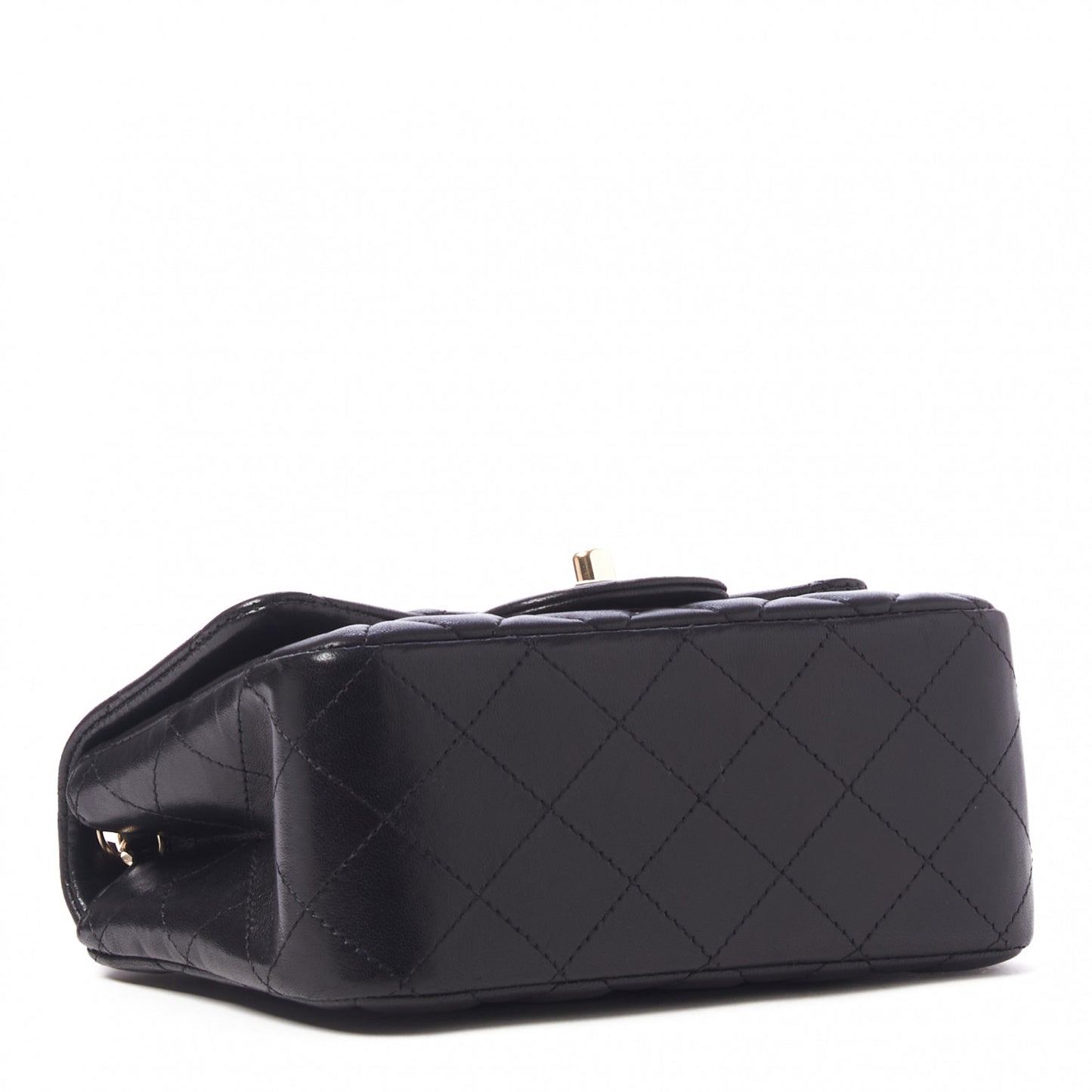 Lambskin Quilted Mini Square Flap Black